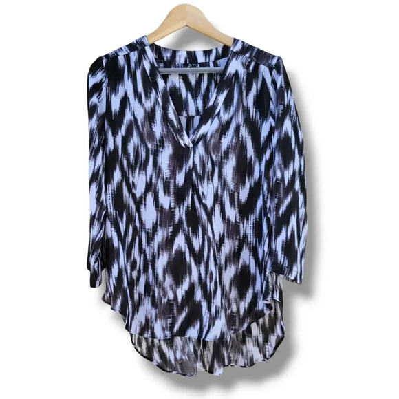 a.n.a A New Approach Women’s Black White 3/4 Sleeve Blouse Small - Picture 5 of 9